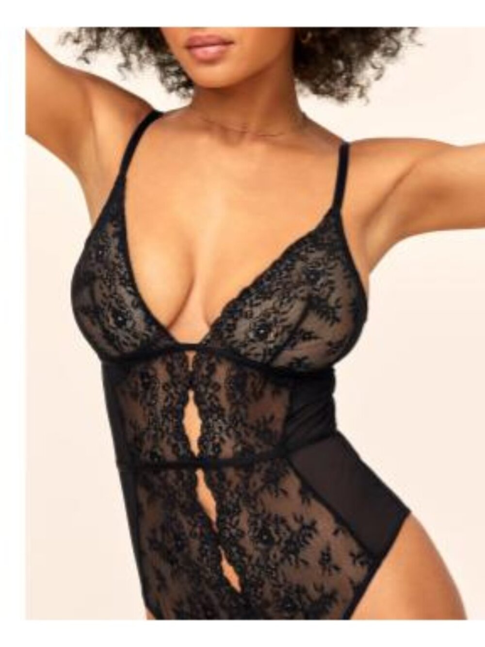 NWT Adore Me Rosie body suit, black lace, medium